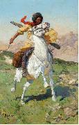 Franz Roubaud The caucasian warrior oil painting on canvas